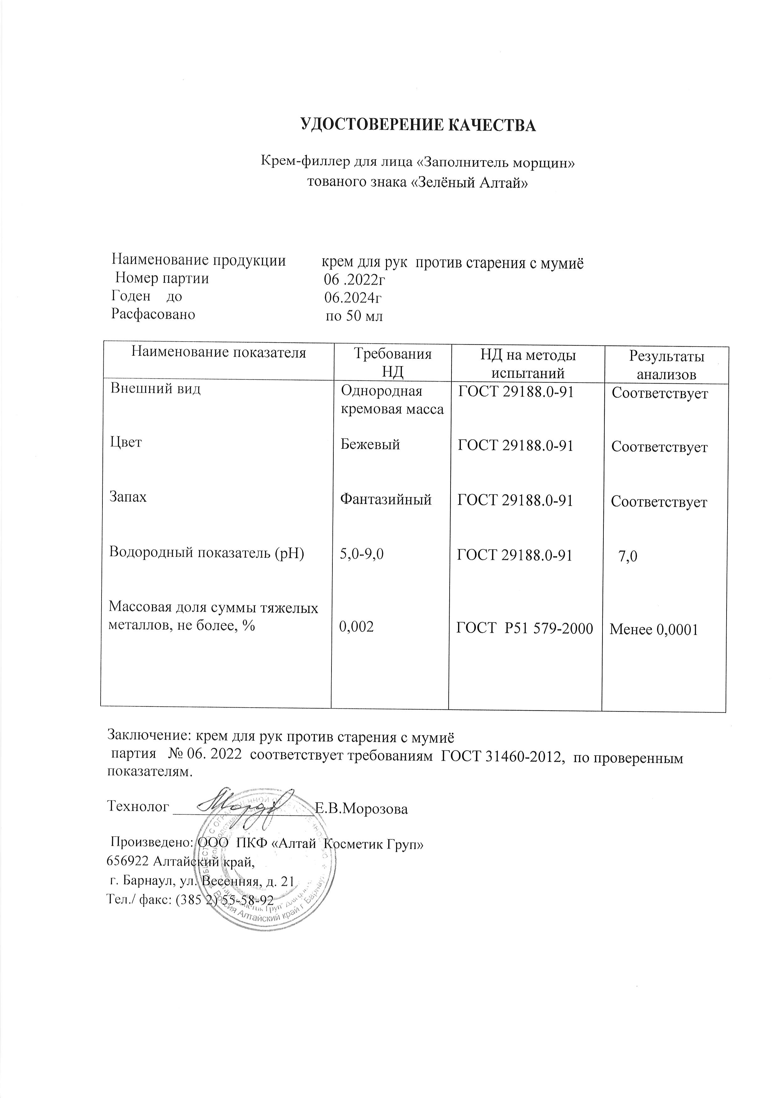 Паспорт №062022